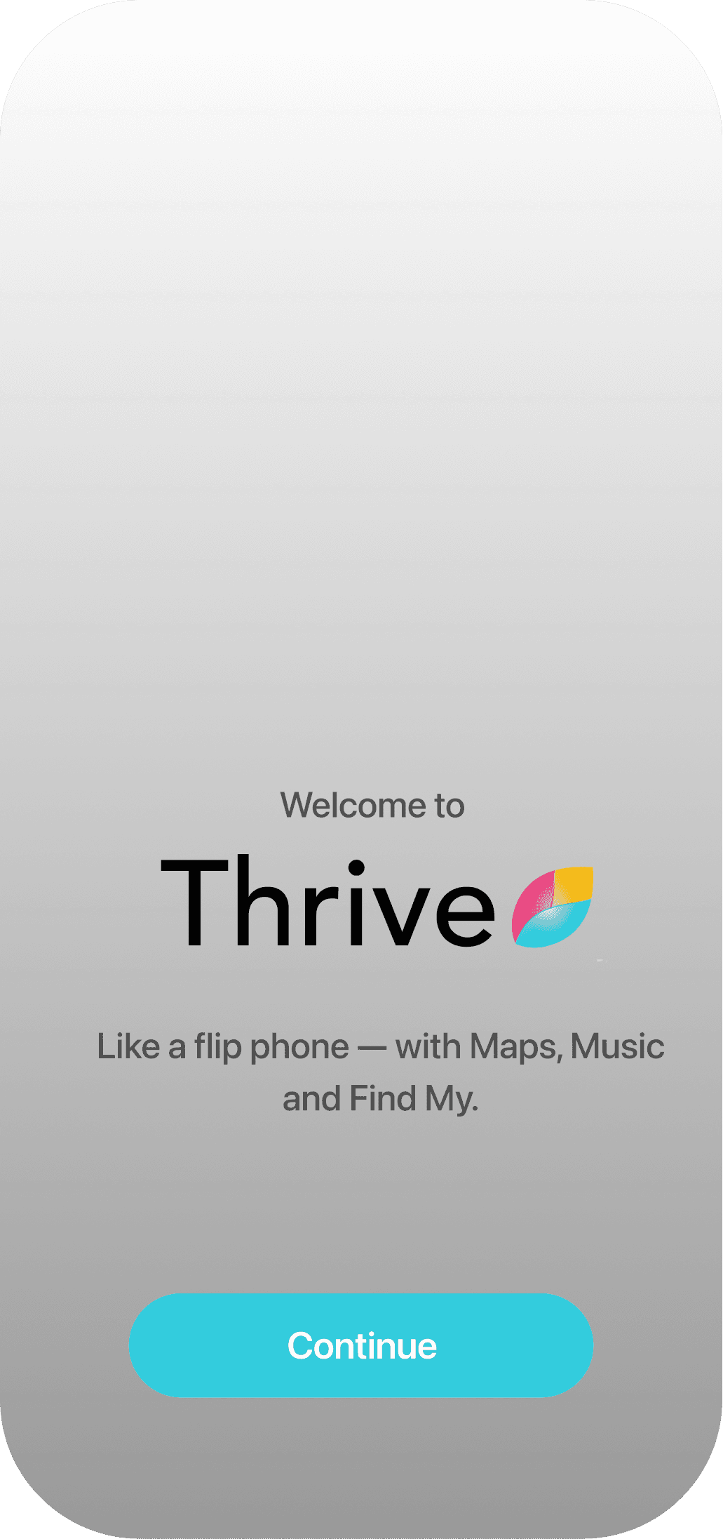 Just a Phone landing screen on iPhone with a clean app-free background