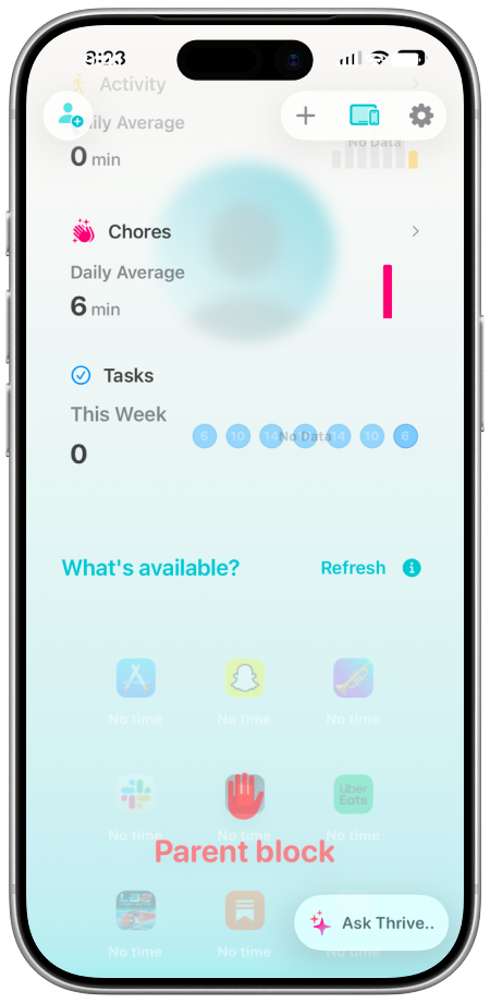 iPhone running the Thrive Smarter Screen Time app